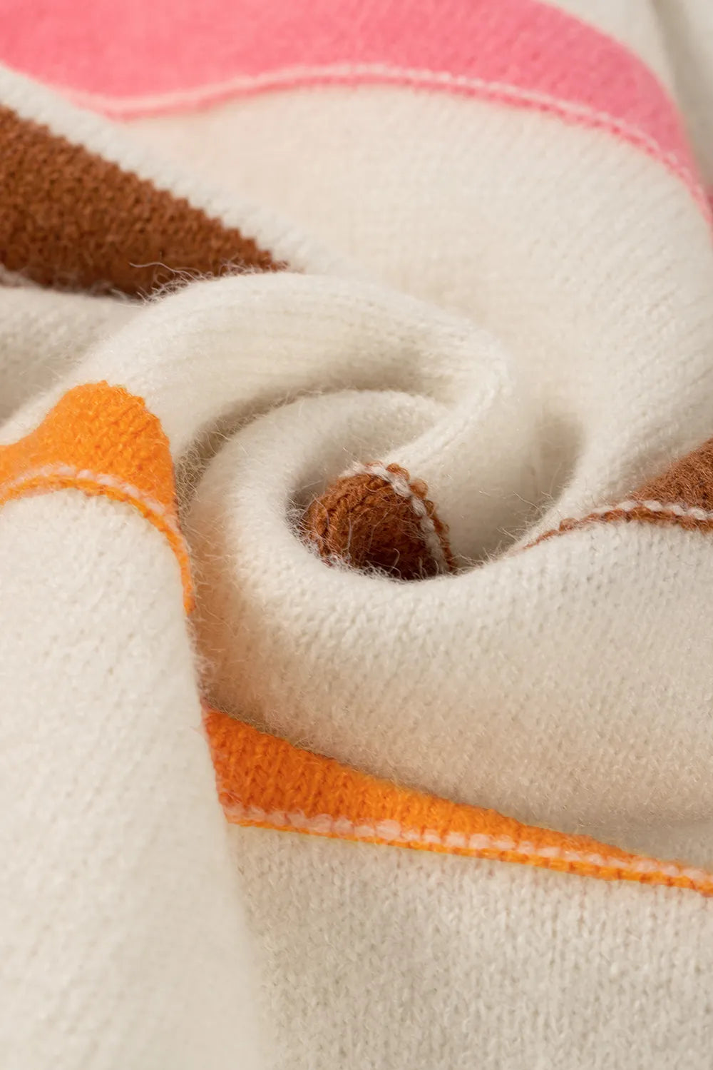 Personalized striped contrasting dopamine shoulder sweater for women