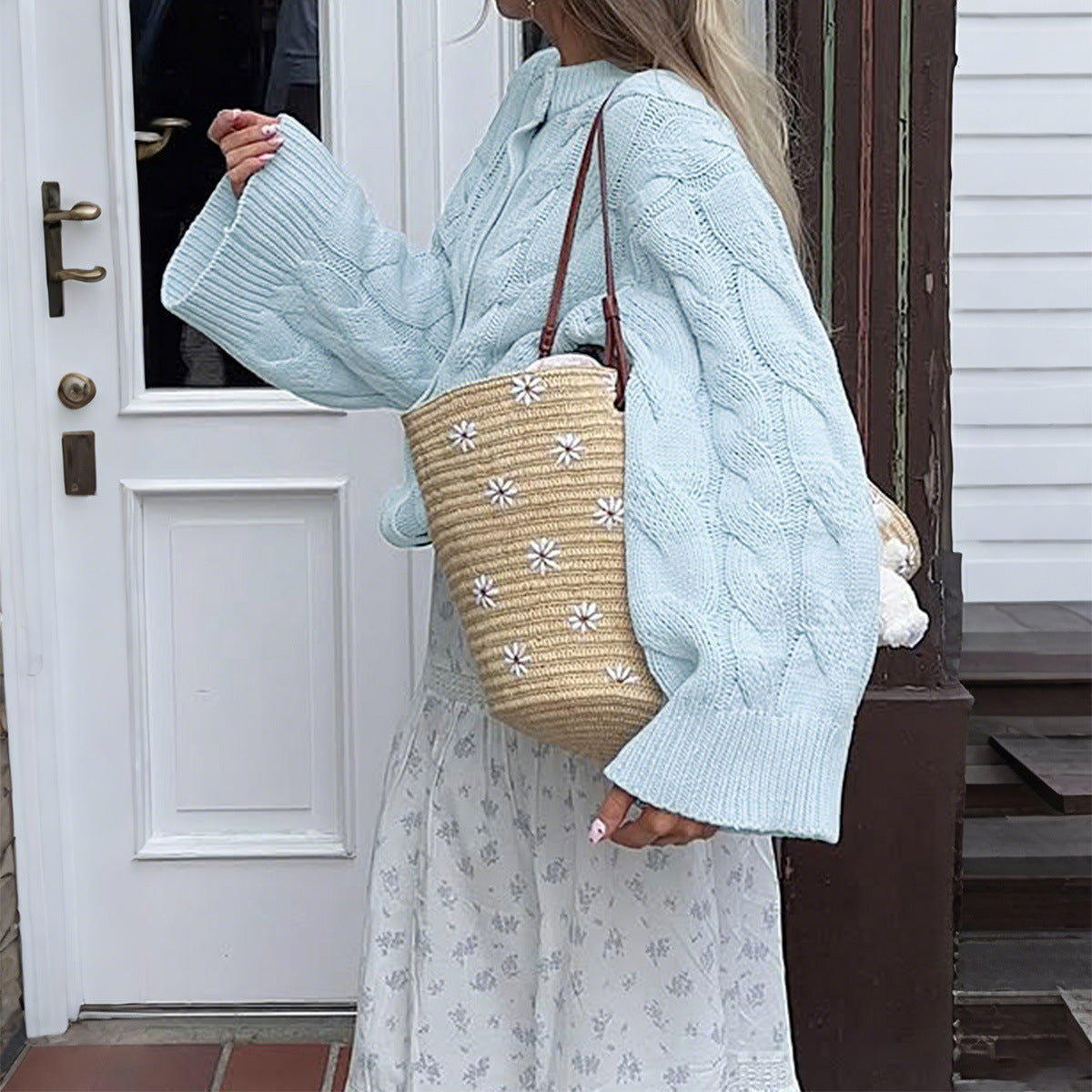 Round Neck Long Sleeve Sweater for Women