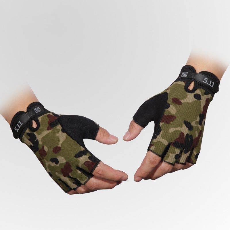 Nylon Cycling Gloves Four Seasons Outdoor Tactical Non-Slip Riding Half Finger Gloves Men