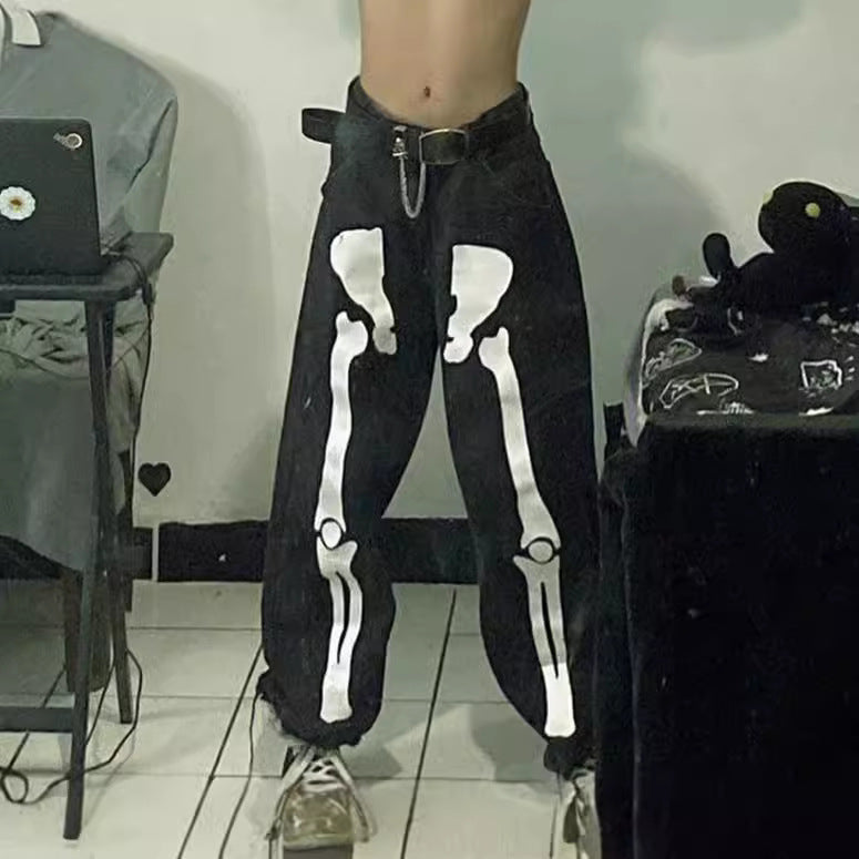 Skeleton Bone Graffiti Jeans for Men