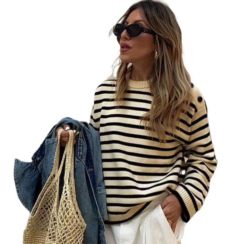 Striped Color Block Sweater for Women