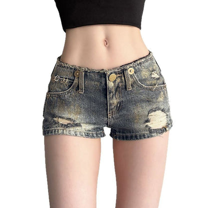 Ultra-Short Low-Waist Denim Shorts for Women