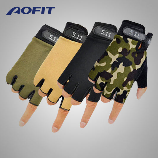 Nylon Cycling Gloves Four Seasons Outdoor Tactical Non-Slip Riding Half Finger Gloves Men