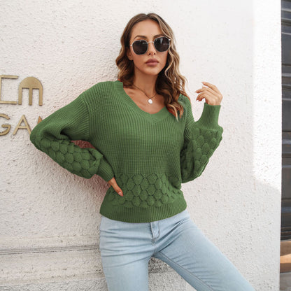 Feather Sweater Women Loose Autumn And Winter Lantern Sleeve Knitted Sweater