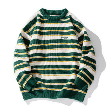 Color blocked round neck sweater for men