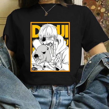 Chainsaw Man Tshirt Women Japanese Anime Pochita T-shirts Gr
