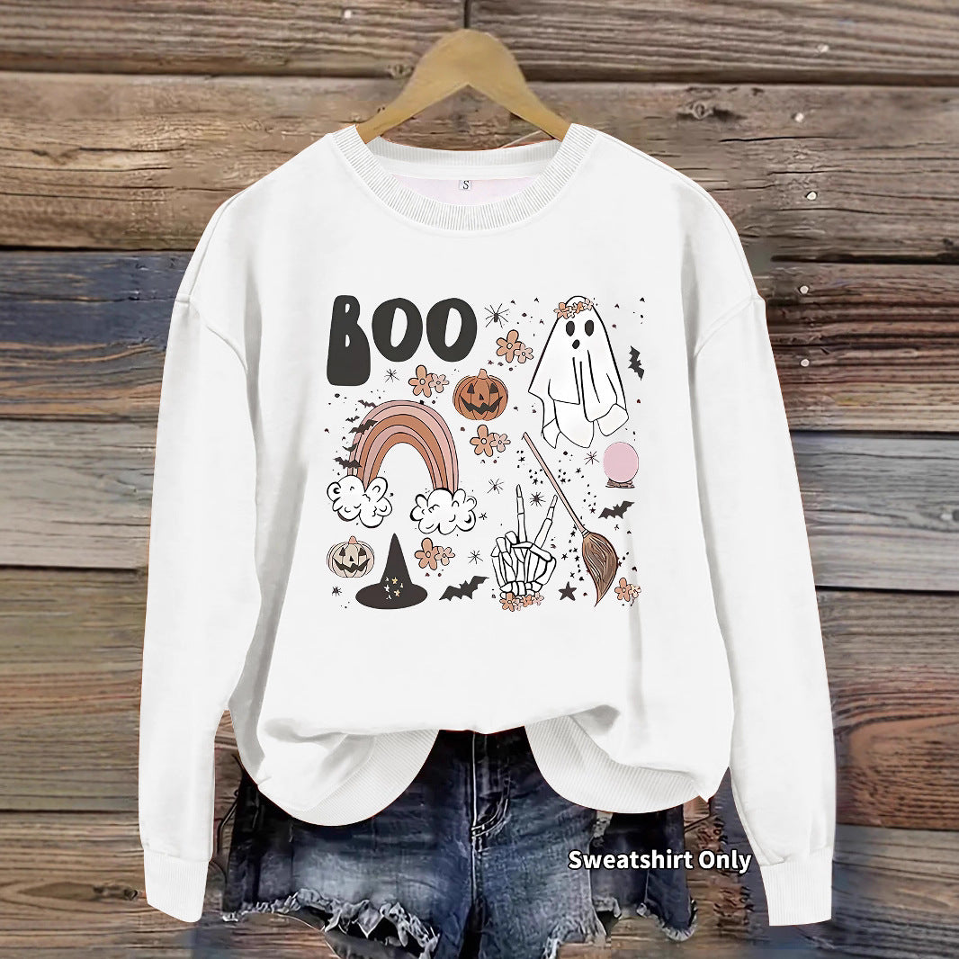 Round neck hoodie women's spring and autumn Halloween print