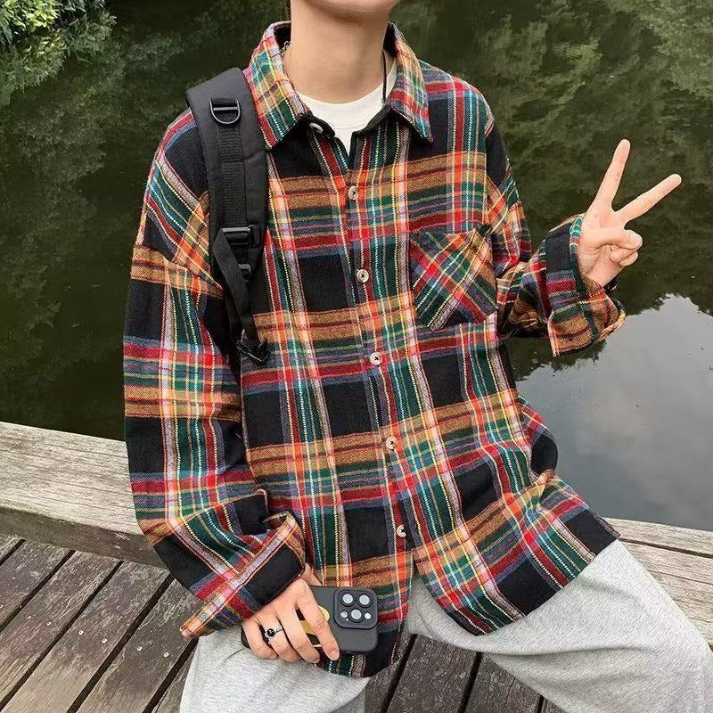 Retro long sleeved shirt jacket for men in summer