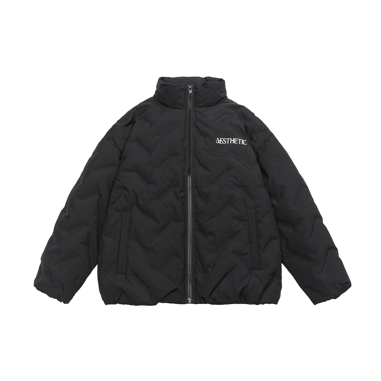 Letter Print  Stand-up Collar  Hooded Down Jacket