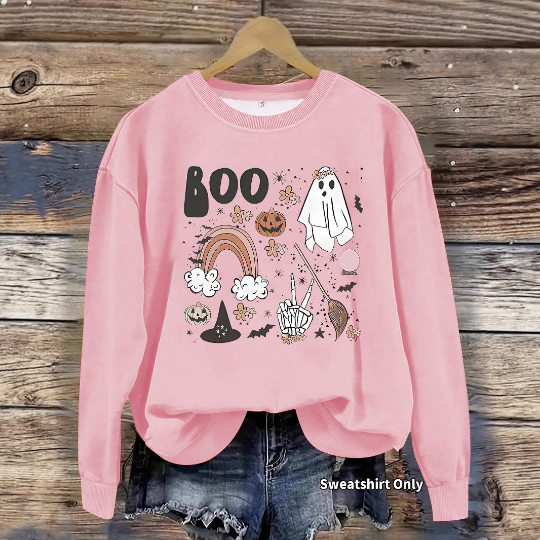 Round neck hoodie women's spring and autumn Halloween print