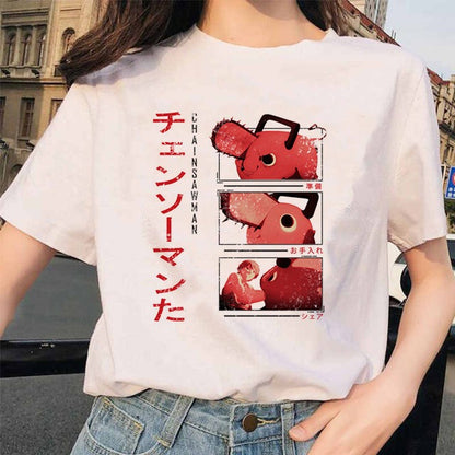 Chainsaw Man Tshirt Women Japanese Anime Pochita T-shirts Gr