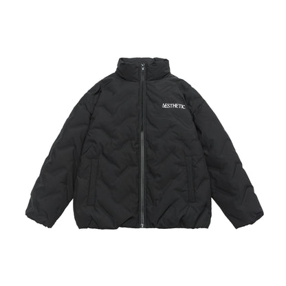 Letter Print  Stand-up Collar  Hooded Down Jacket