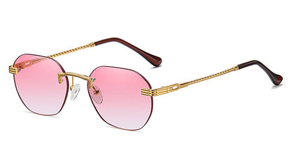 New frameless gold metal ladies sunglasses rimless gradient lens blue fashion sun glasses for men uv400 summer