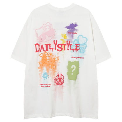 Loose Oversizet Round Neck Short Sleeve T-Shirt for Men and Women