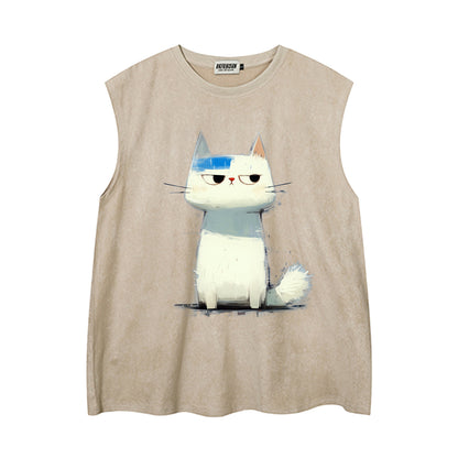 Round Neck Sleeveless for Men and Women Suede Peach Skin Vest