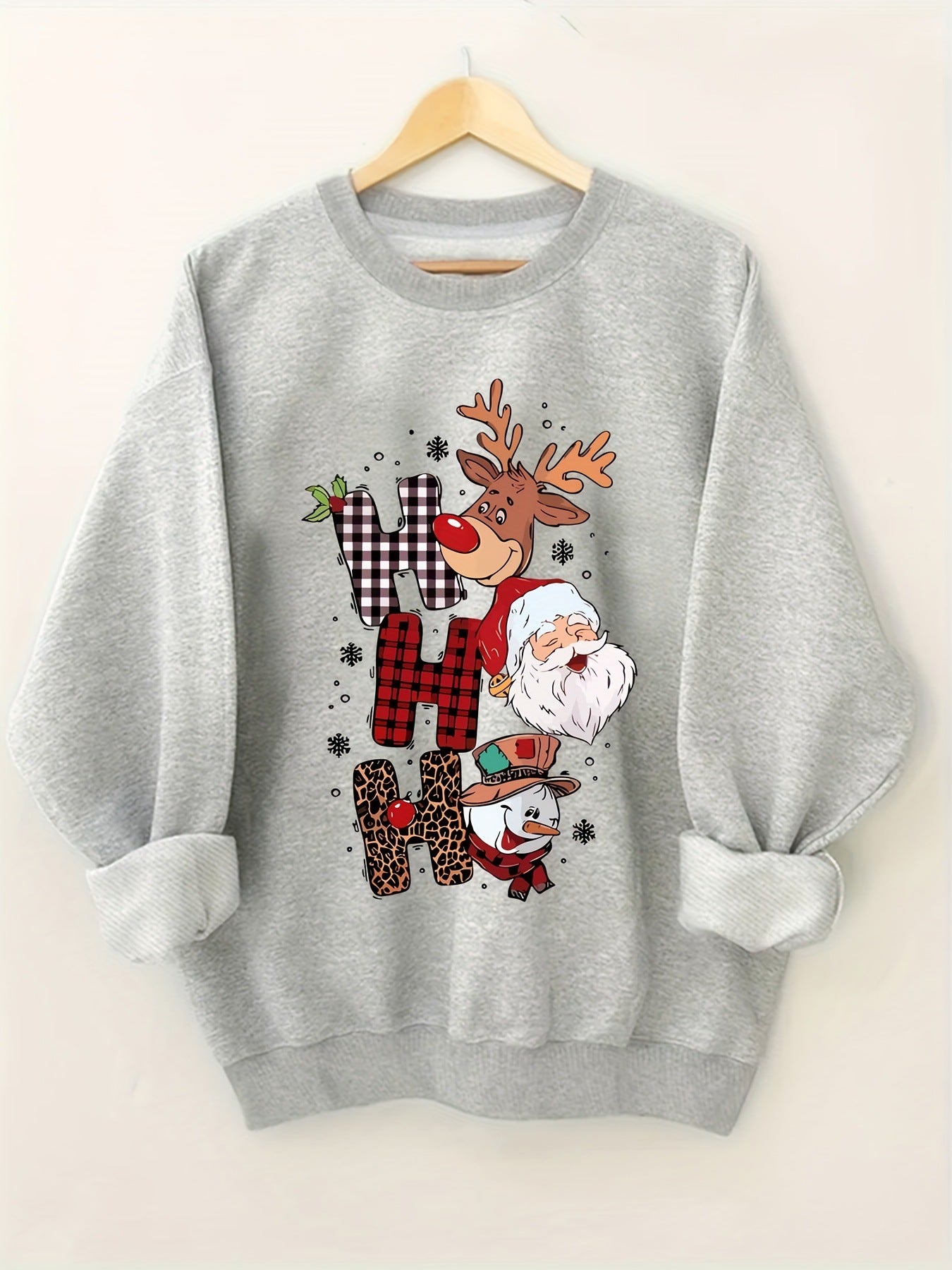 Festive Christmas Sweatshirt for Women, Plus Size Casual