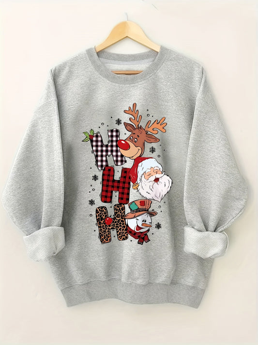 Festive Christmas Sweatshirt for Women, Plus Size Casual
