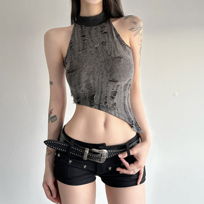 Sleeveless Turtleneck Crop Top for Women