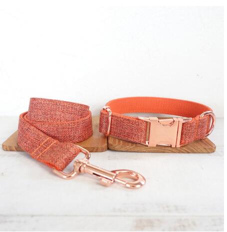 MUTTCO handmade puppy collar THE ORANGE SUIT gentleman pet products personalized ID leash