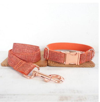 MUTTCO handmade puppy collar THE ORANGE SUIT gentleman pet products personalized ID leash