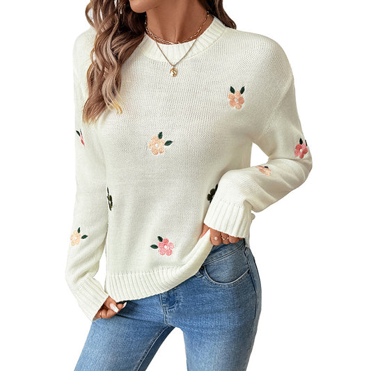 Round Neck Pullover Sweater for Women