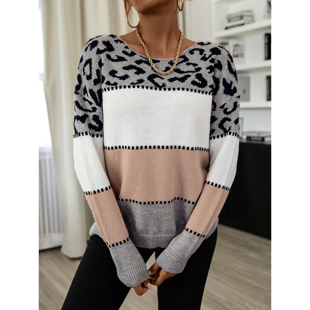 Autumn And Winter New Women Striped Knitted Sweater Casual Loose Pullover