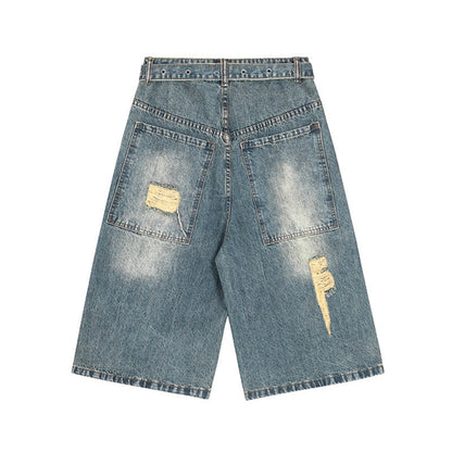 Broken hole casual denim shorts for men and women