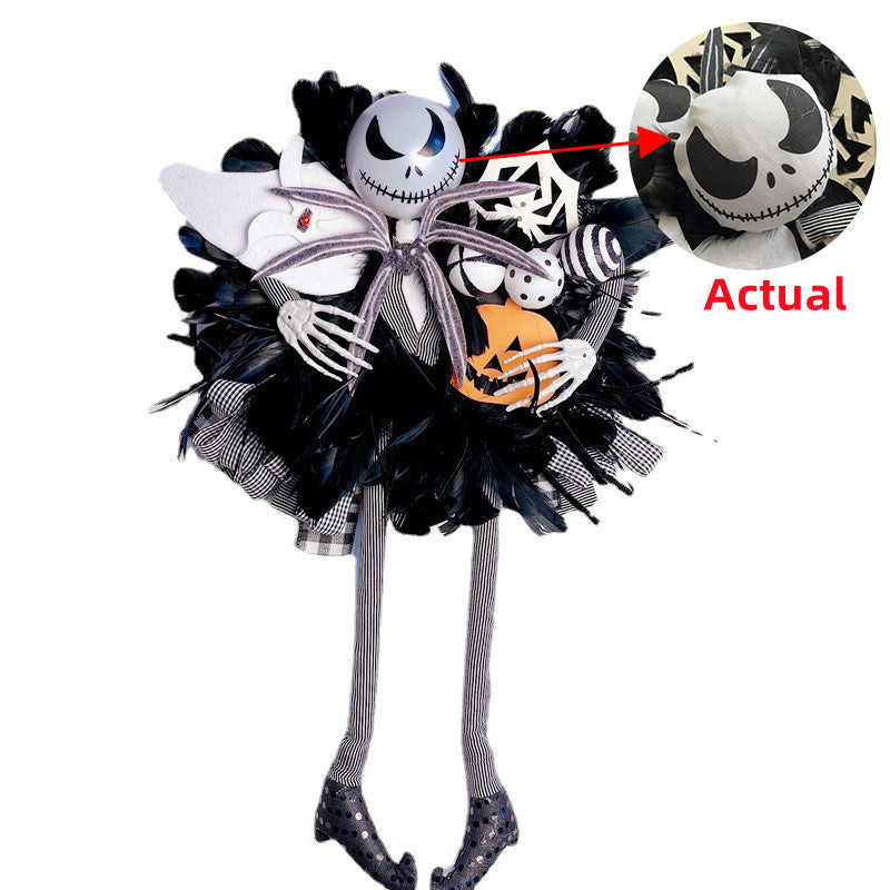 Garland Halloween Front Door Home Horror Atmosphere Decor Hanging Ring