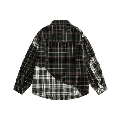Splicing plaid shirt for men