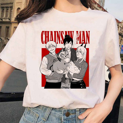 Chainsaw Man Tshirt Women Japanese Anime Pochita T-shirts Gr
