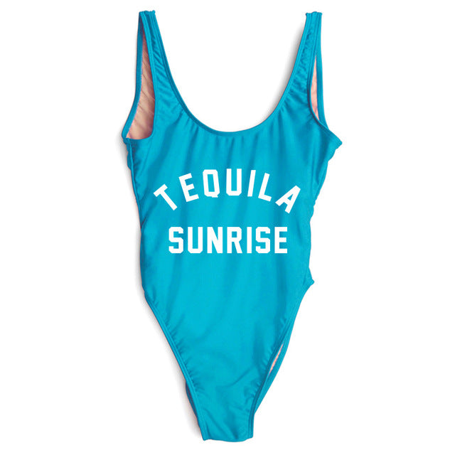 TEQUILA SUNRISE New Sexy Swimwear Women Female Bathing Suit Monokini Beach Backless Bikini Swim Wear