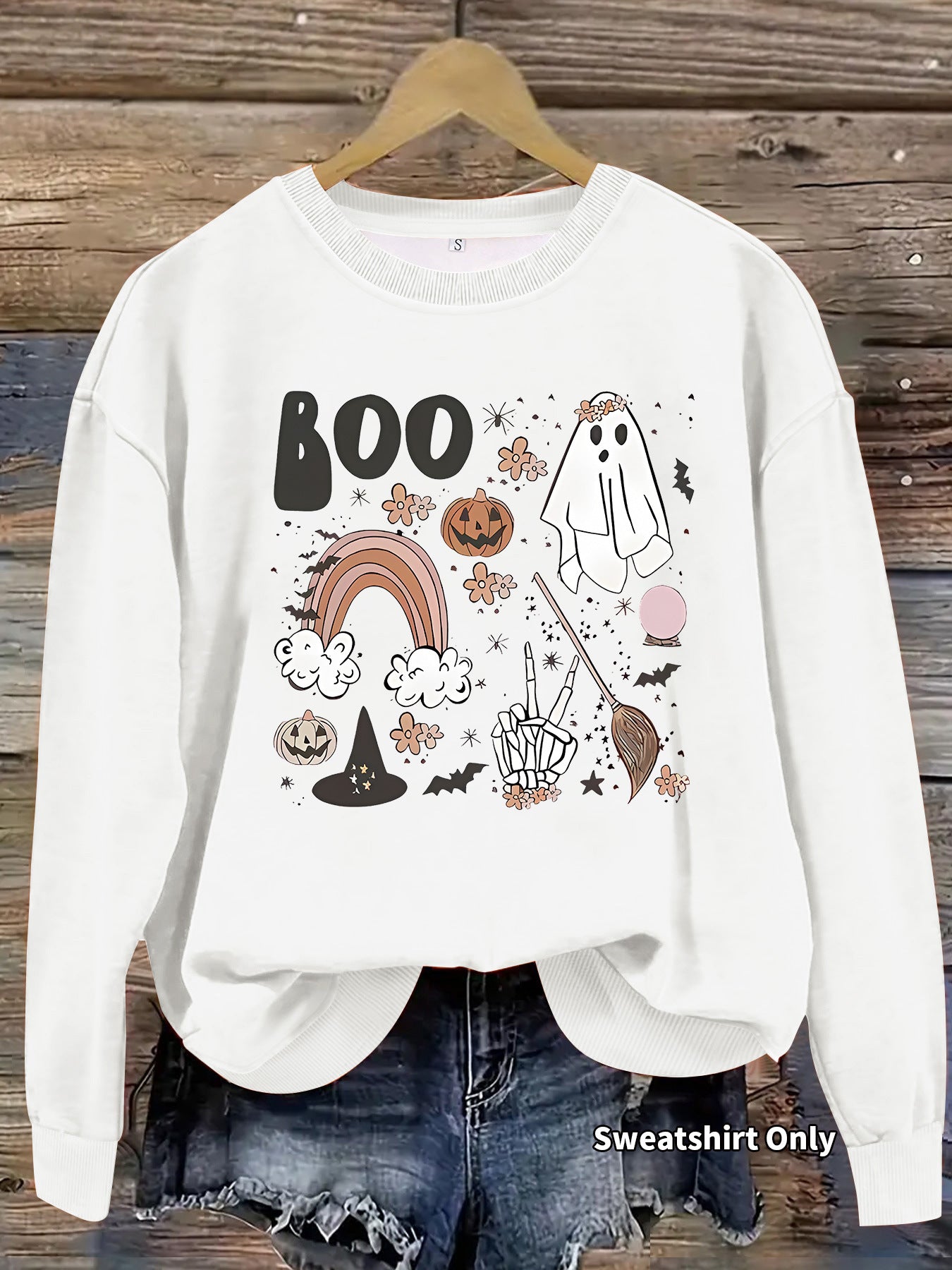 Round neck hoodie women's spring and autumn Halloween print