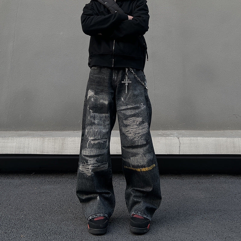 Washed denim jeans for men and women