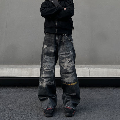 Washed denim jeans for men and women