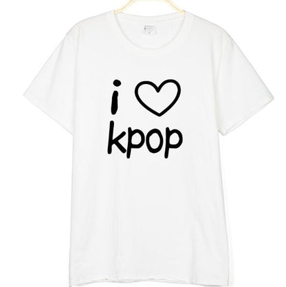 I LOVE KPOP Letter Print T Shirts for Men Women Cotton t-shirts