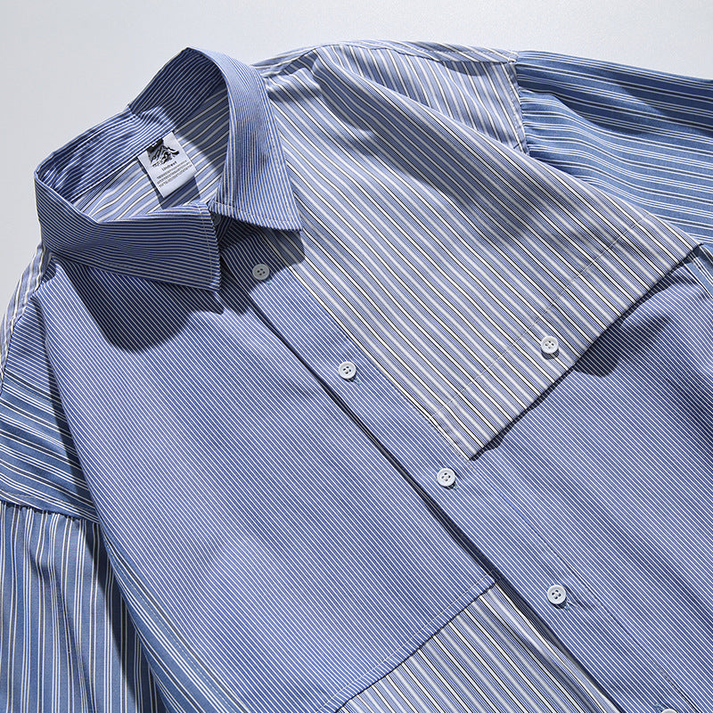 Plaid patchwork shirt for men