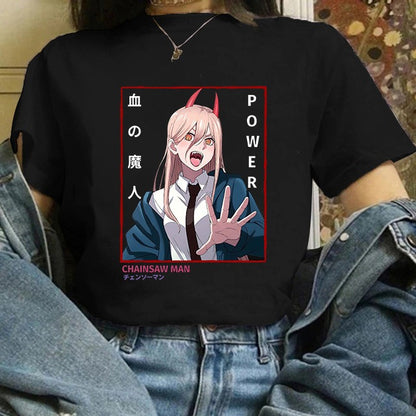 Chainsaw Man Tshirt Women Japanese Anime Pochita T-shirts Gr