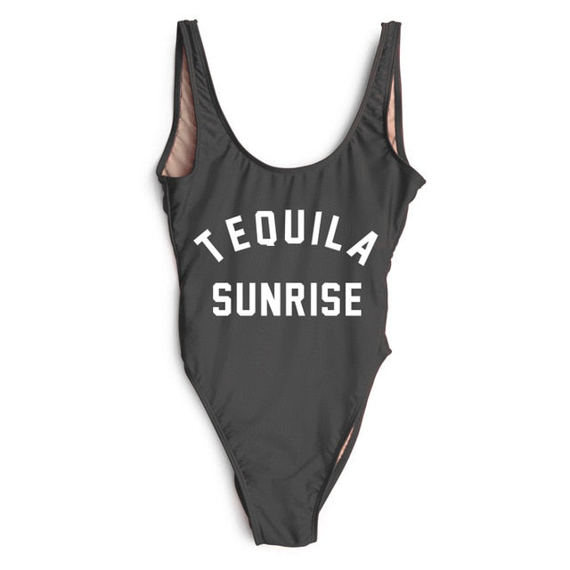 TEQUILA SUNRISE New Sexy Swimwear Women Female Bathing Suit Monokini Beach Backless Bikini Swim Wear
