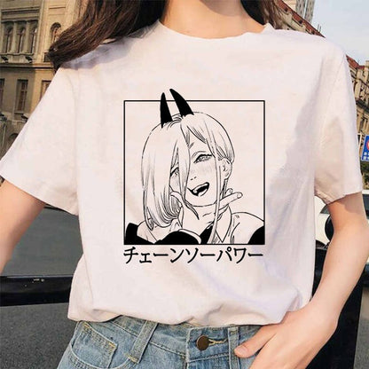 Chainsaw Man Tshirt Women Japanese Anime Pochita T-shirts Gr