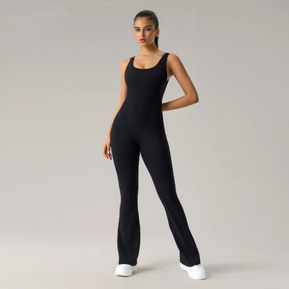 Horn yoga jumpsuit beautiful back elastic body shaping fitness suit tight fitting vest sportswear for women