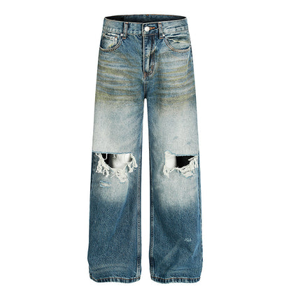 Ripped denim pants for men and women