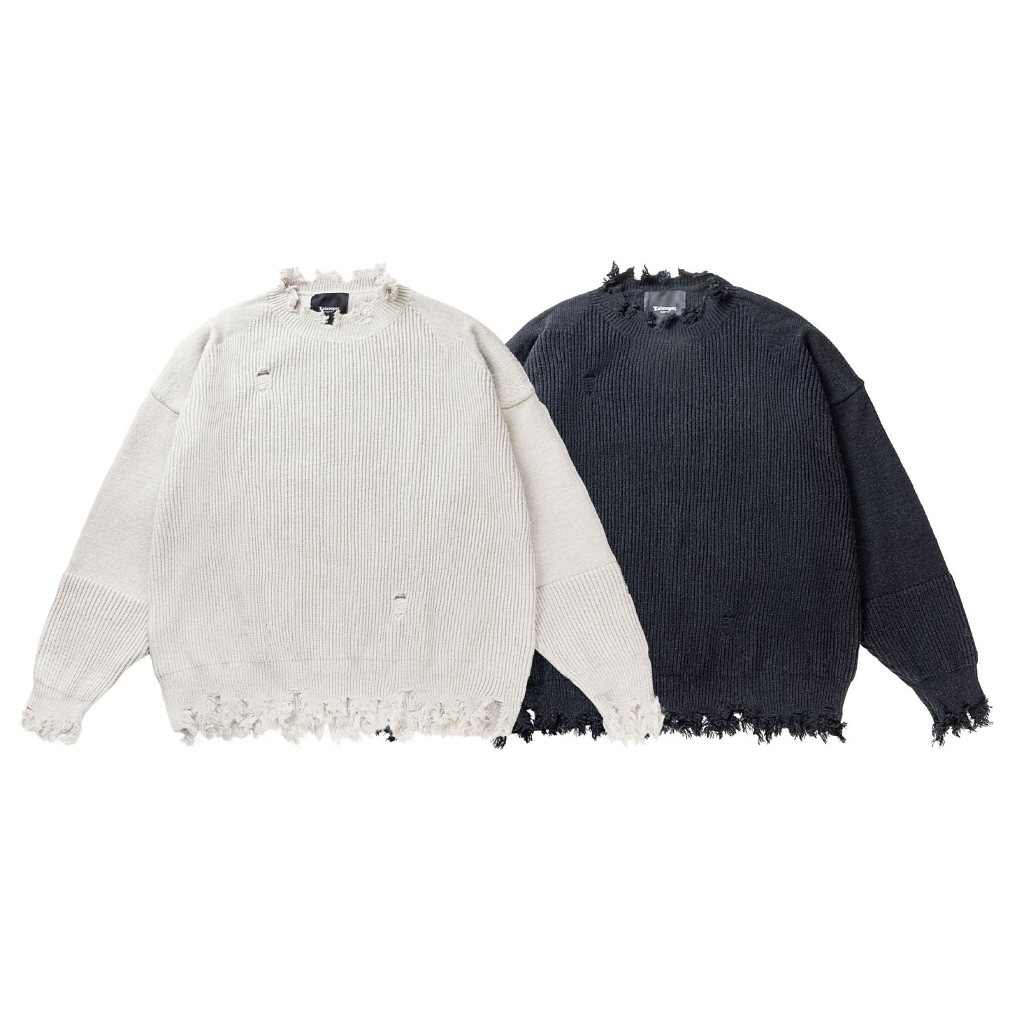 Perforated round neck knitted sweater for men and women