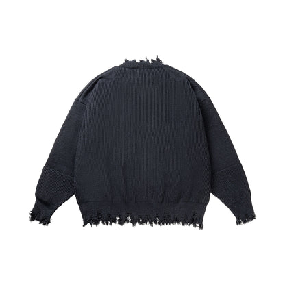 Perforated round neck knitted sweater for men and women