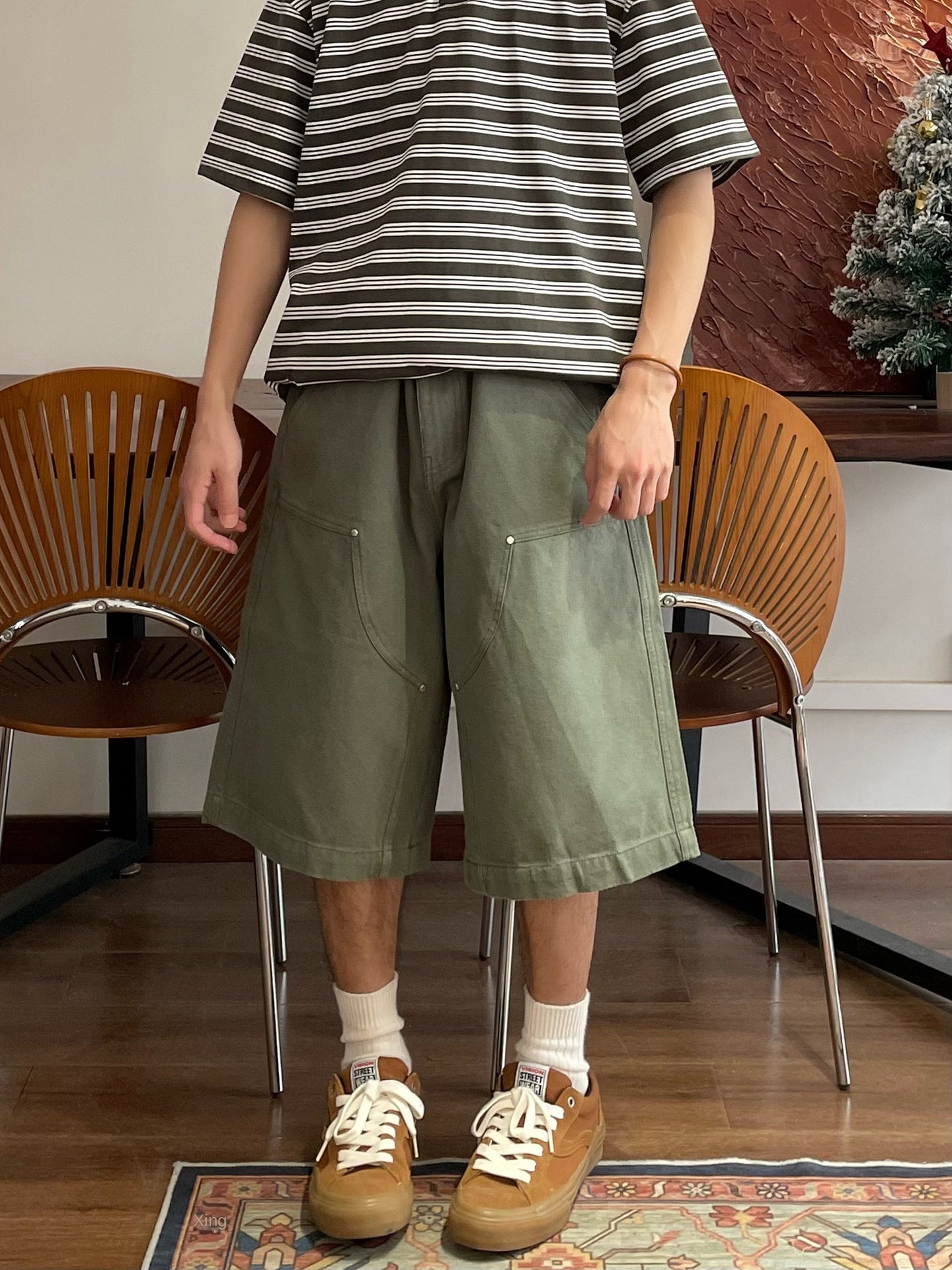 Willow nail decoration logging workwear shorts for men