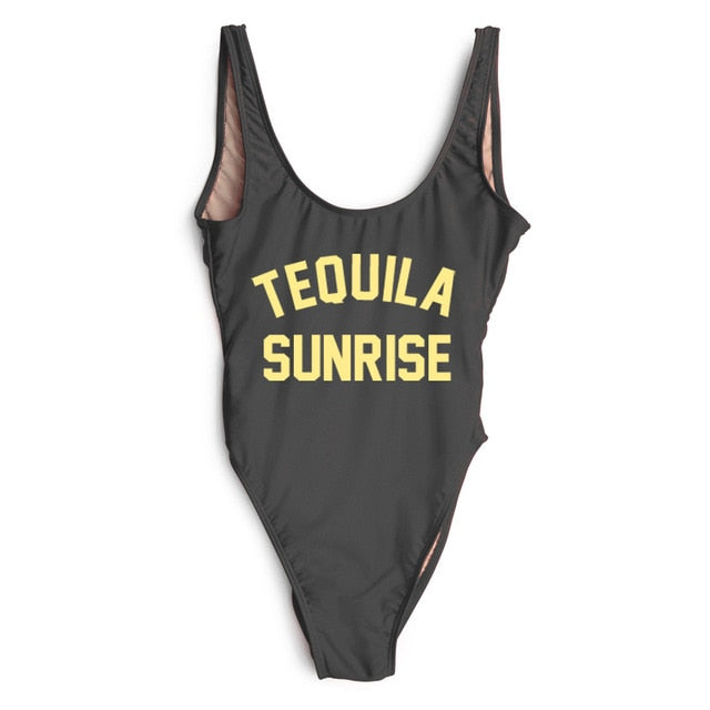 TEQUILA SUNRISE New Sexy Swimwear Women Female Bathing Suit Monokini Beach Backless Bikini Swim Wear