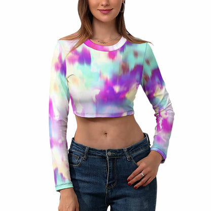 Women's Long Sleeve Round Neck Crop Top
