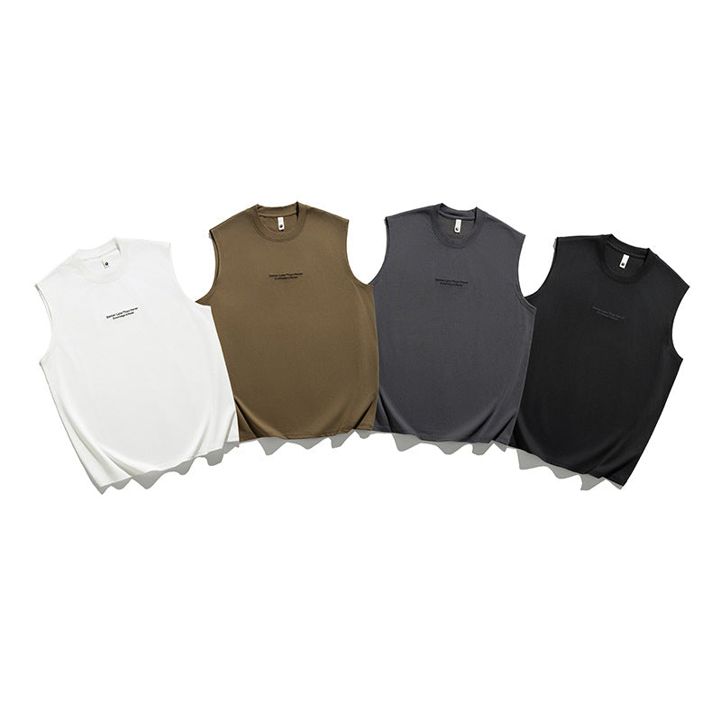 Letter embroidery round neck sleeveless vest for men