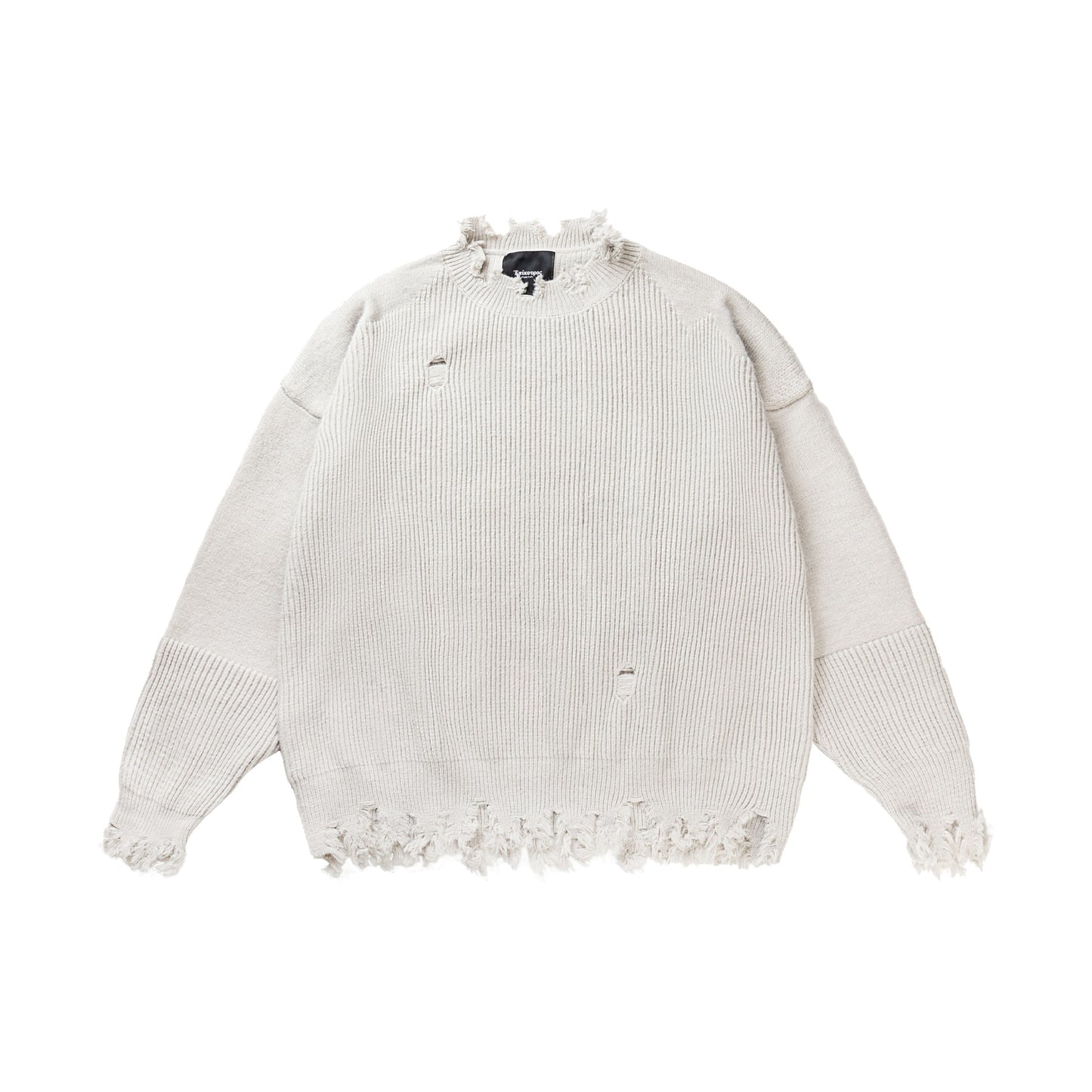 Perforated round neck knitted sweater for men and women