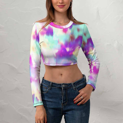 Women's Long Sleeve Round Neck Crop Top