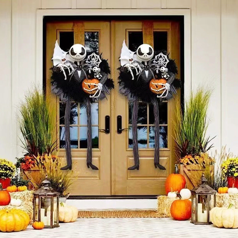 Garland Halloween Front Door Home Horror Atmosphere Decor Hanging Ring